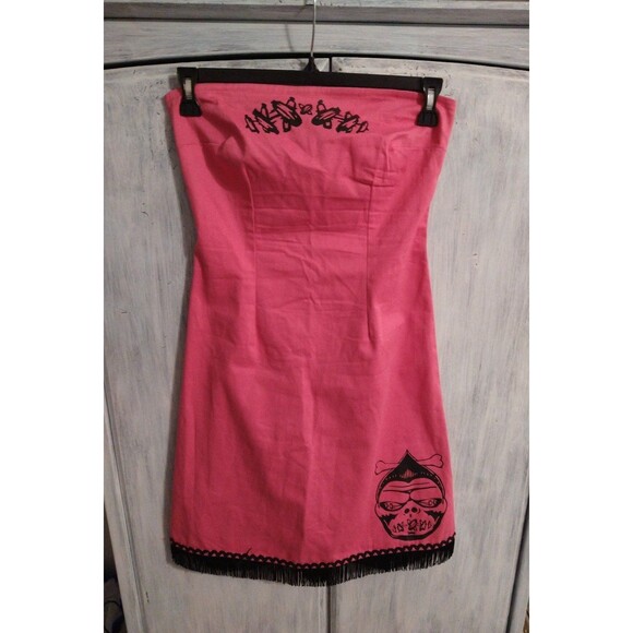 MODEMERR Fringed bottom dress Small Y2k retro vintage pink Punk Grunge - Picture 1 of 8